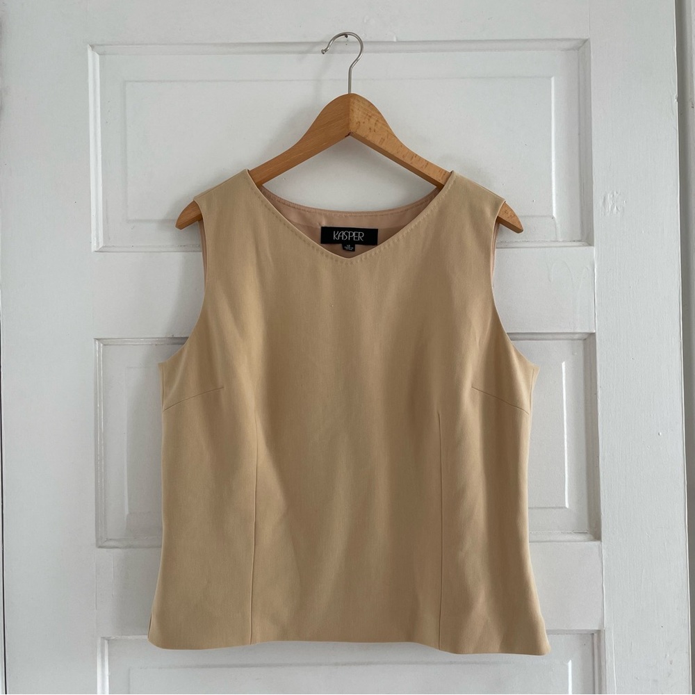 Vtg KASPER Beige Blouse